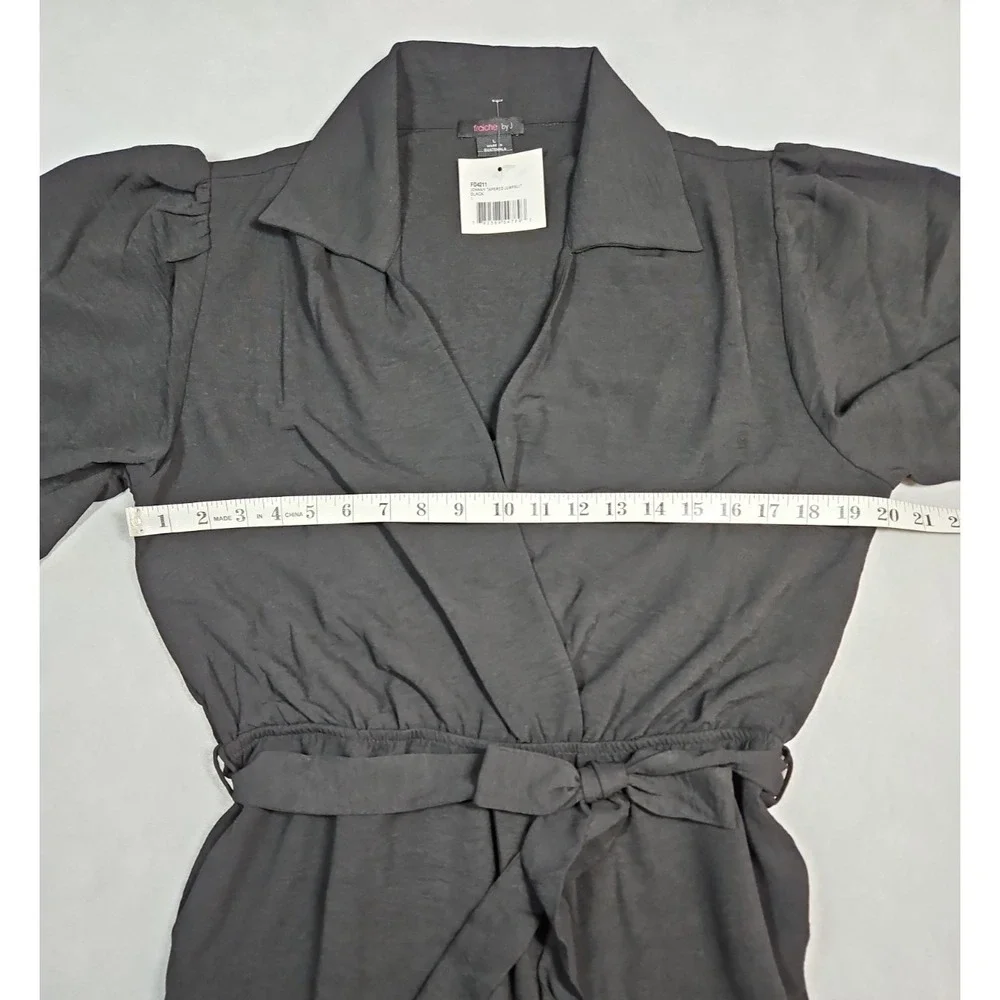 Fraiche By J Womens Black Collared Short Sleeve Jumpsuit Size Large NWT